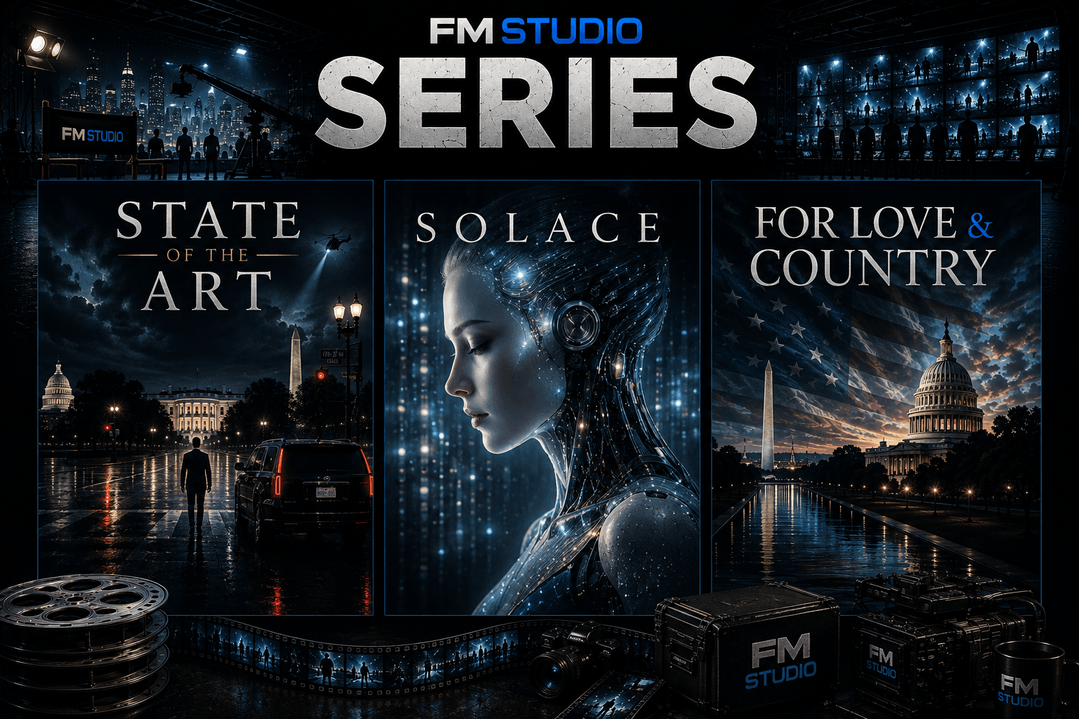 FM Studio Series — original series: State of the Art, Solace, and For Love & Country.